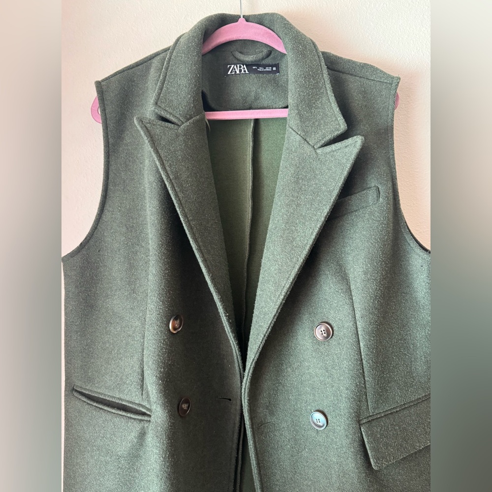 Zara Woman’s Forest Green Wool Blazer - Picture 3 of 9